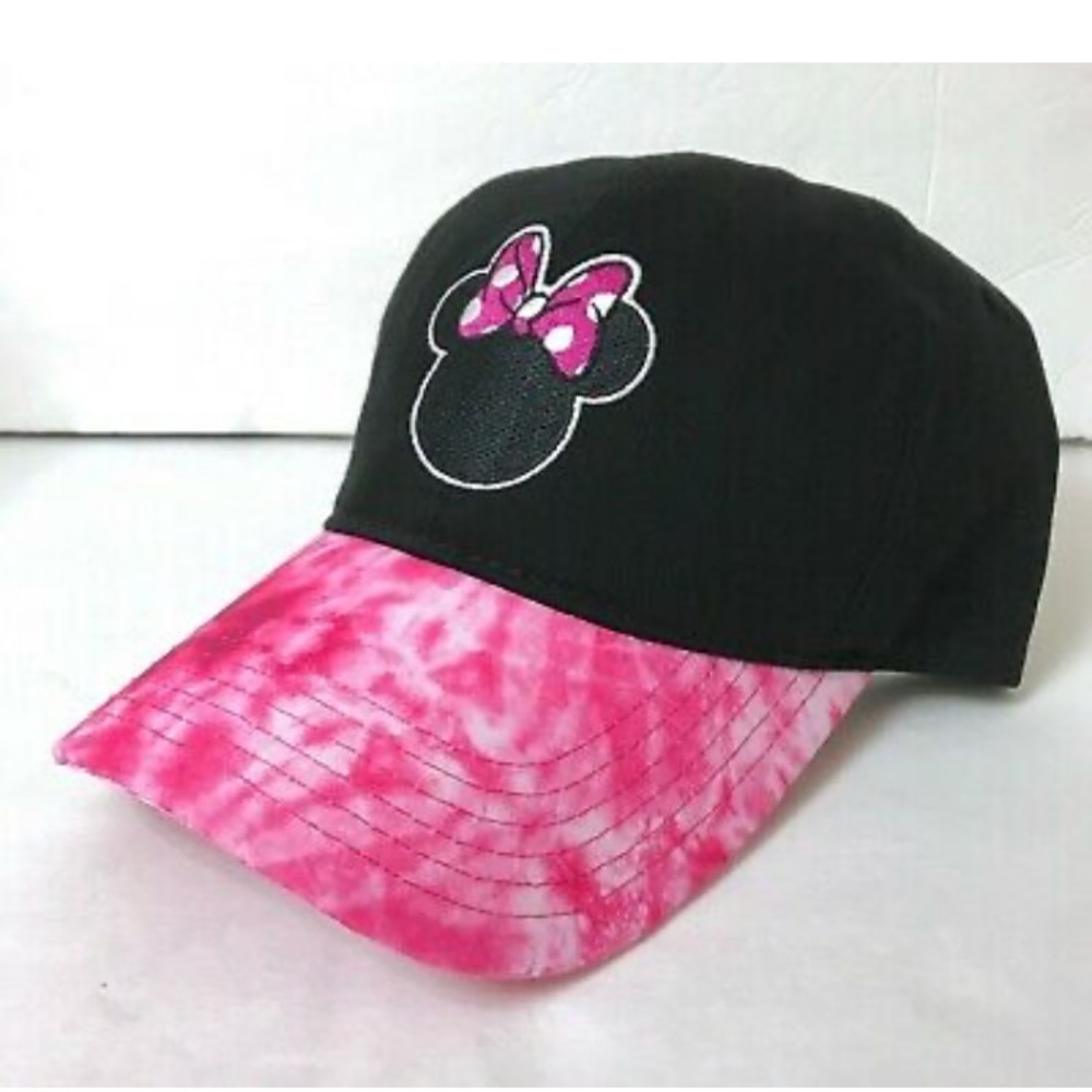 Disney Minnie Mouse Girls Hat, Black w/Pink Tye Dye, OSFA - Picture 2 of 13
